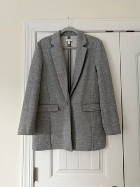 Topshop Gray Textured Tailored Blazer